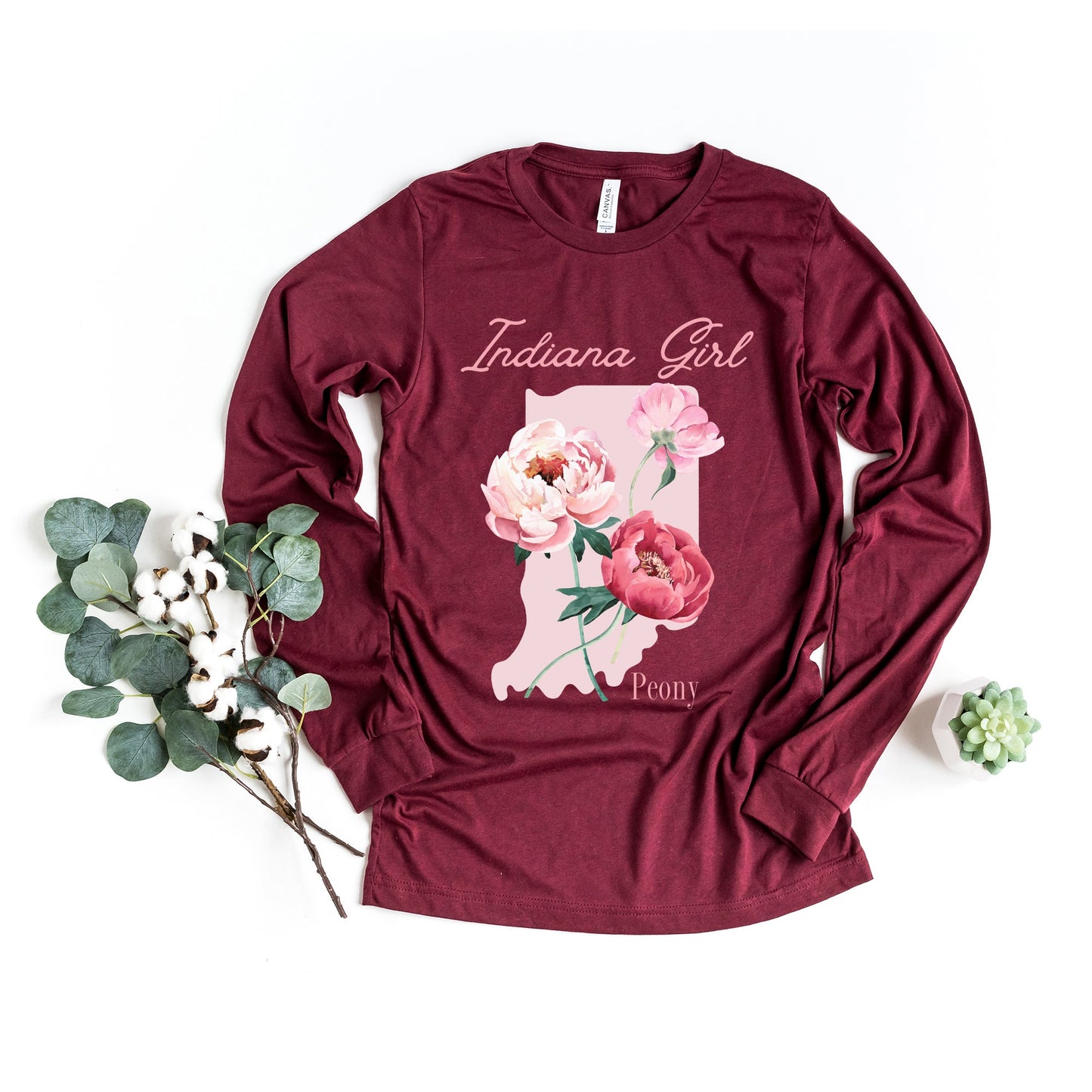 Indiana Girl Flower | Long Sleeve Graphic Tee