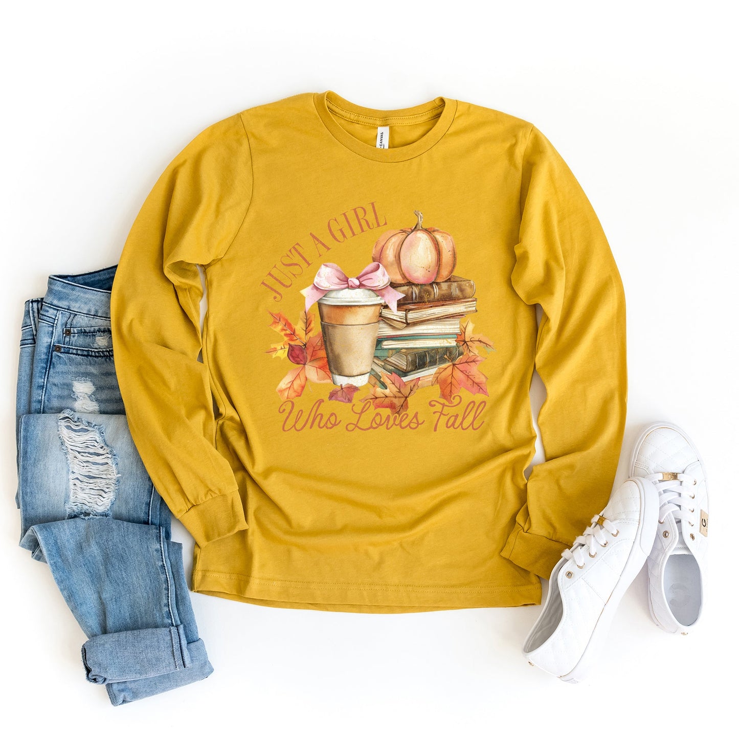 Coquette Girl Who Loves Fall | Long Sleeve Graphic Tee