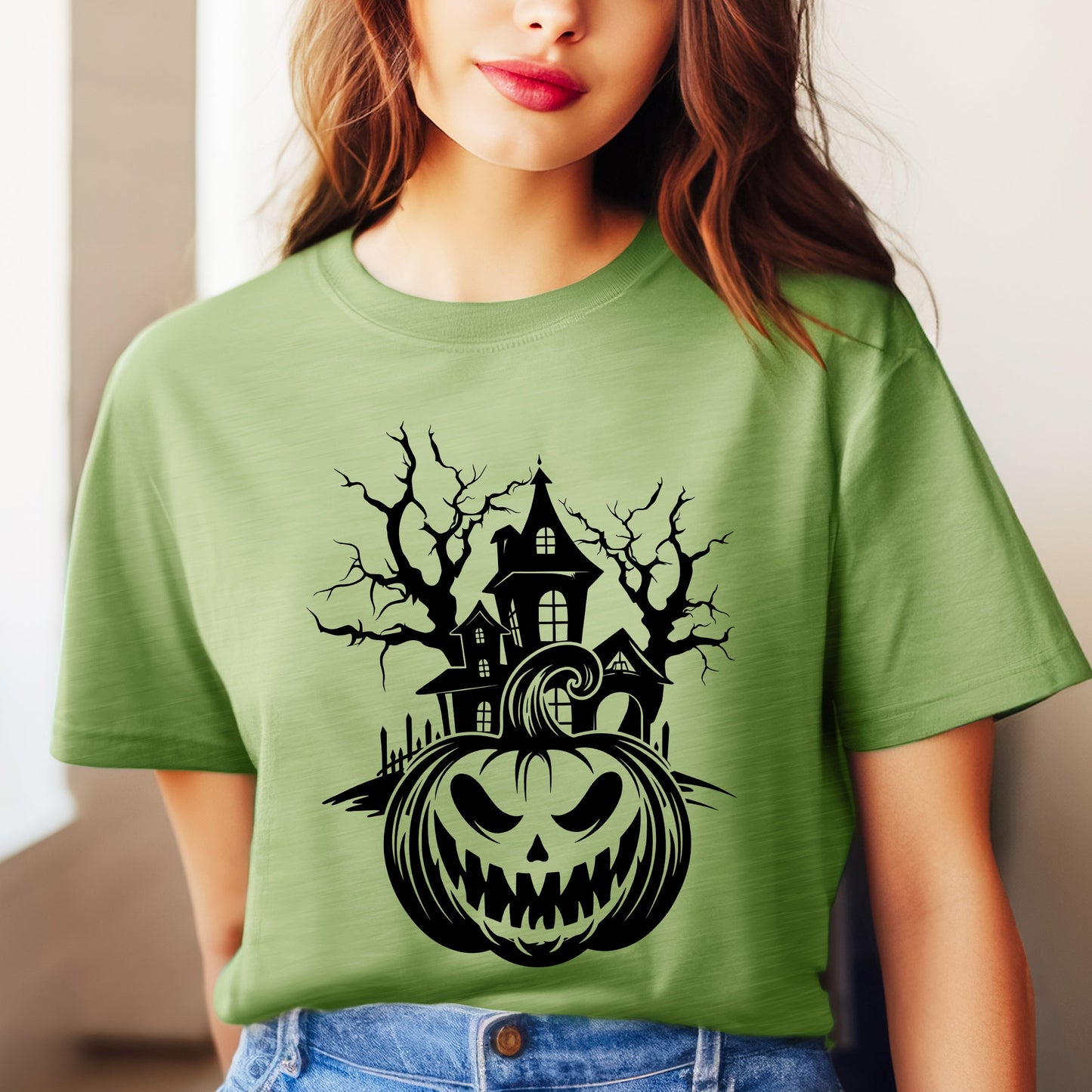 Haunted House Pumpkin | Short Sleeve Crew Neck