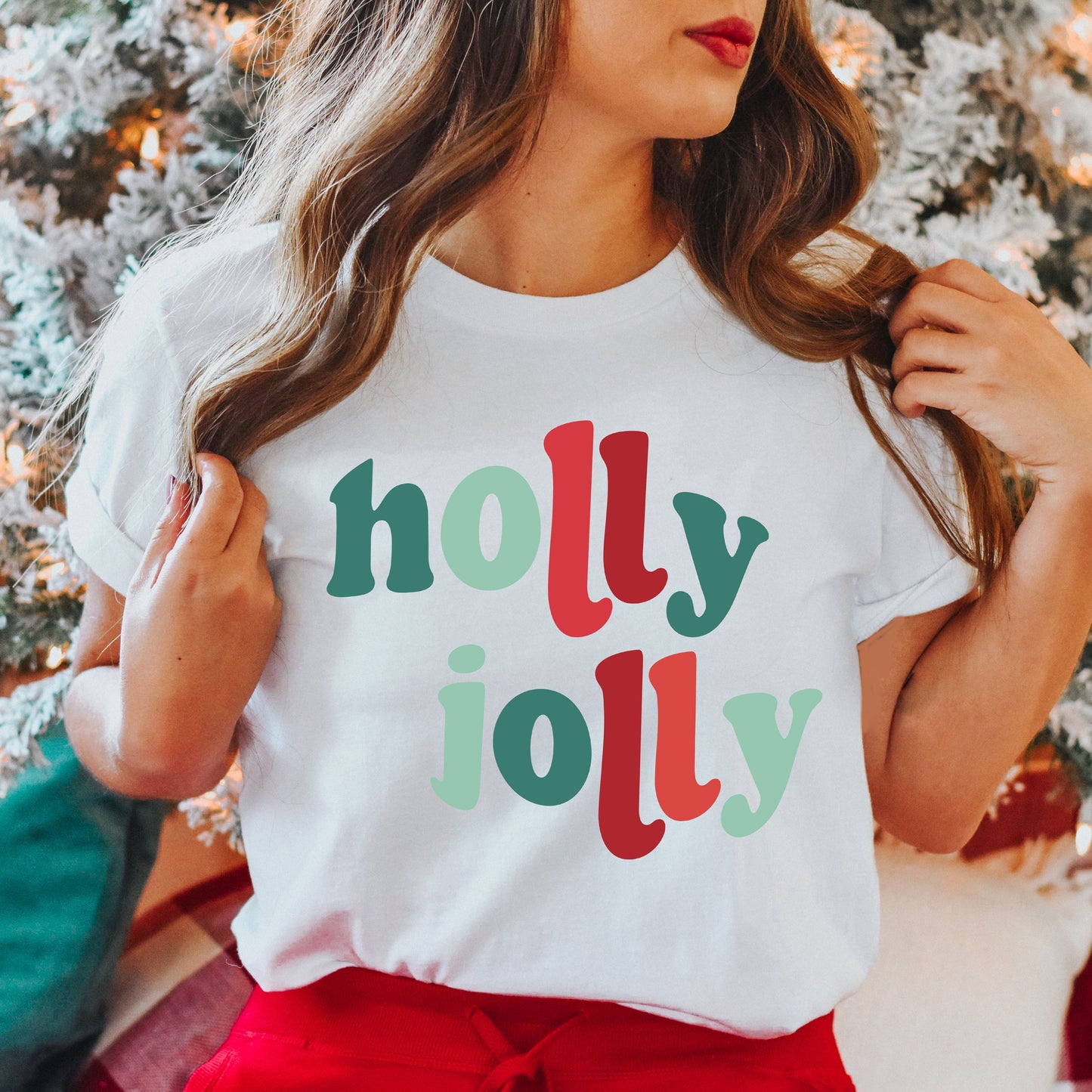 Holly Jolly Colorful | Short Sleeve Crew Neck