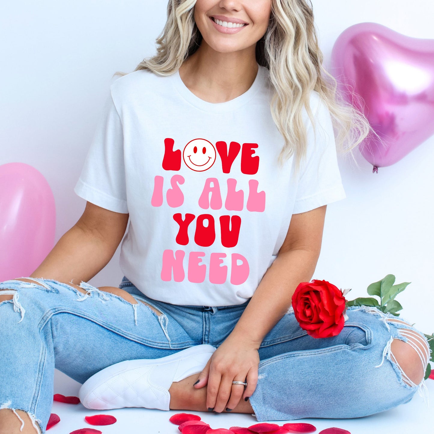 Love Is All You Need Smiley | Short Sleeve Graphic Tee