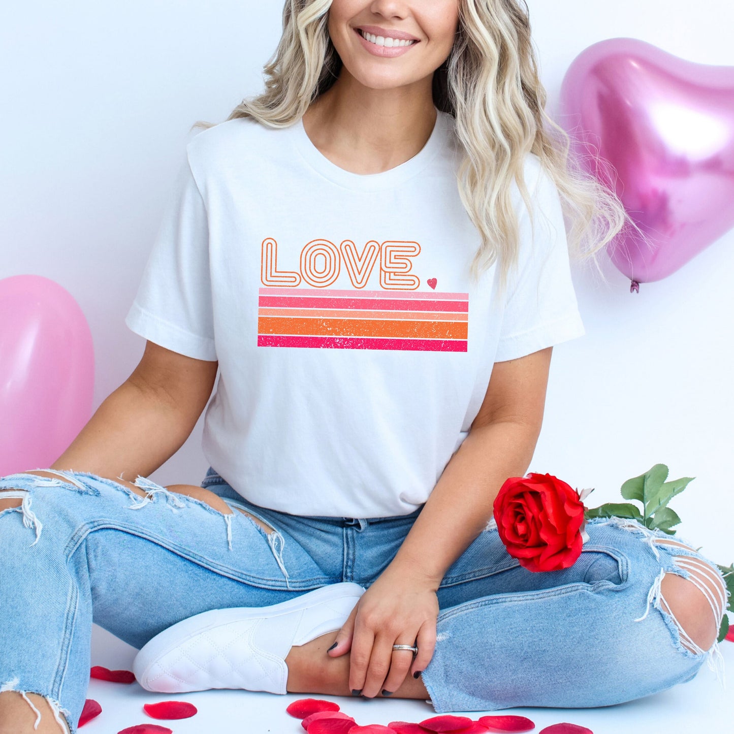 Retro Love Stripes | Short Sleeve Graphic Tee