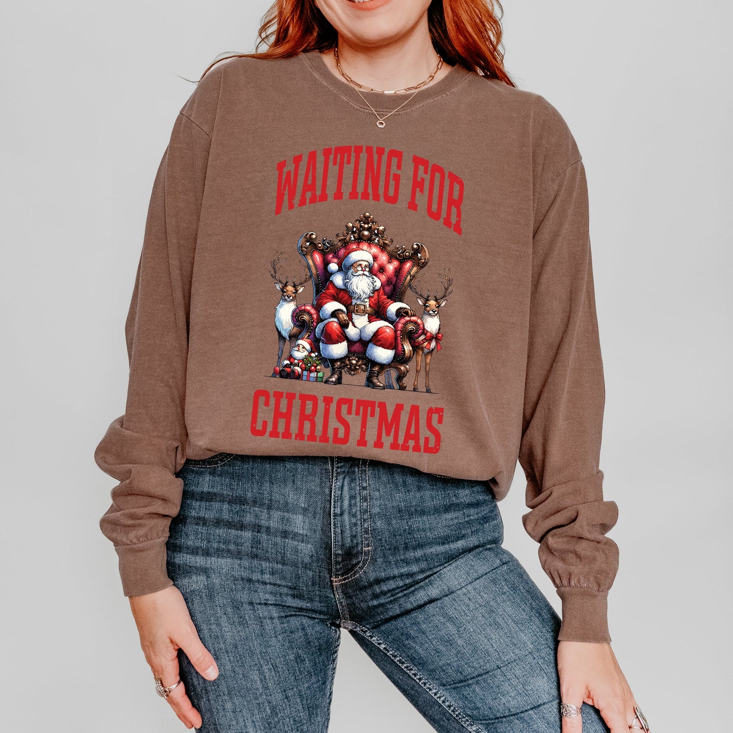 Waiting For Christmas Vintage | Garment Dyed Long Sleeve