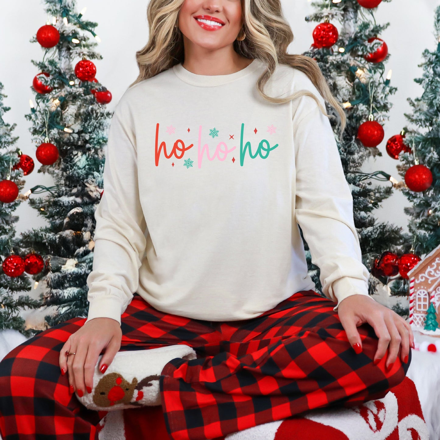 Ho Ho Ho Colorful | Garment Dyed Long Sleeve