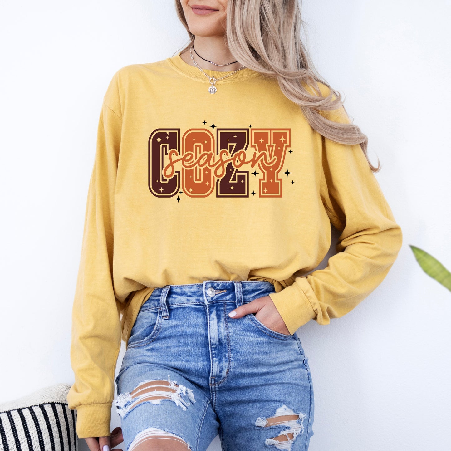 Cozy Season Stars | Garment Dyed Long Sleeve