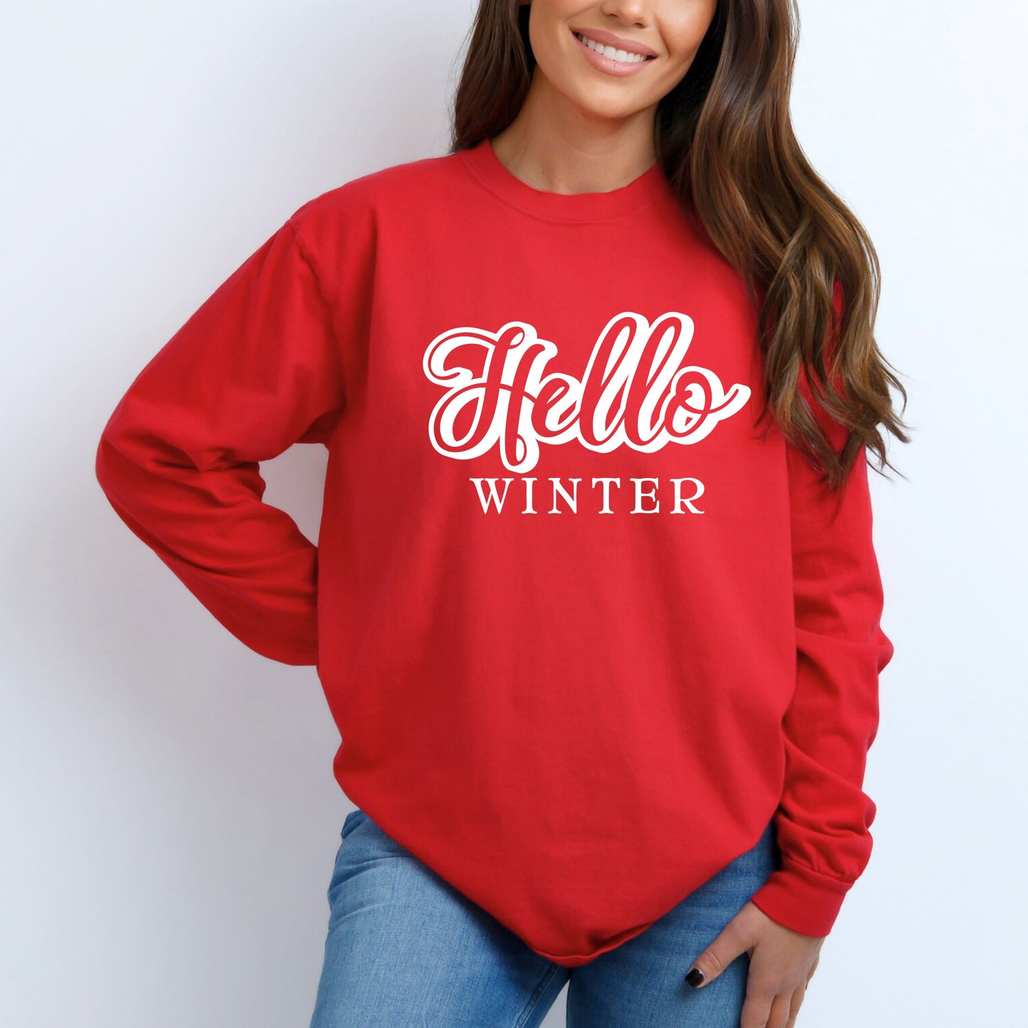 Retro Hello Winter | Garment Dyed Long Sleeve