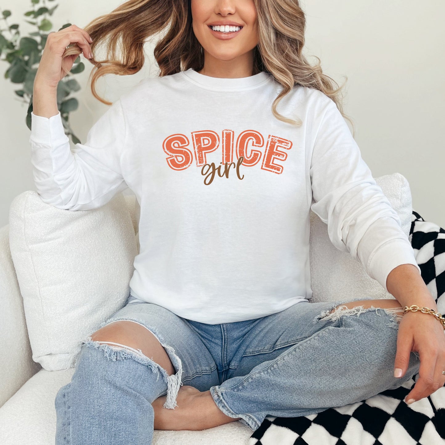 Spice Girl Varsity Cursive | Garment Dyed Long Sleeve