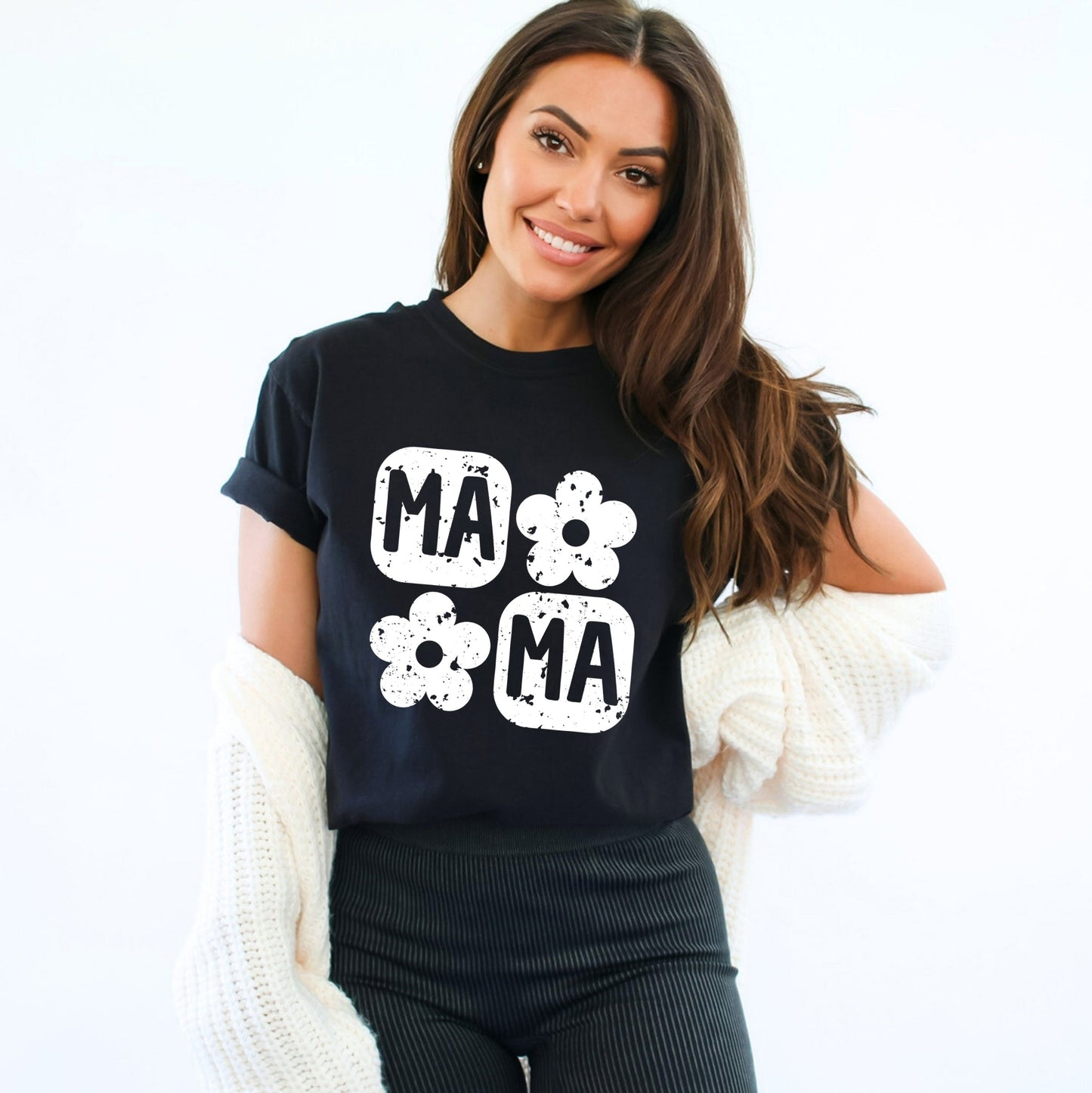 Mama Square Flower Grunge | Garment Dyed Tee