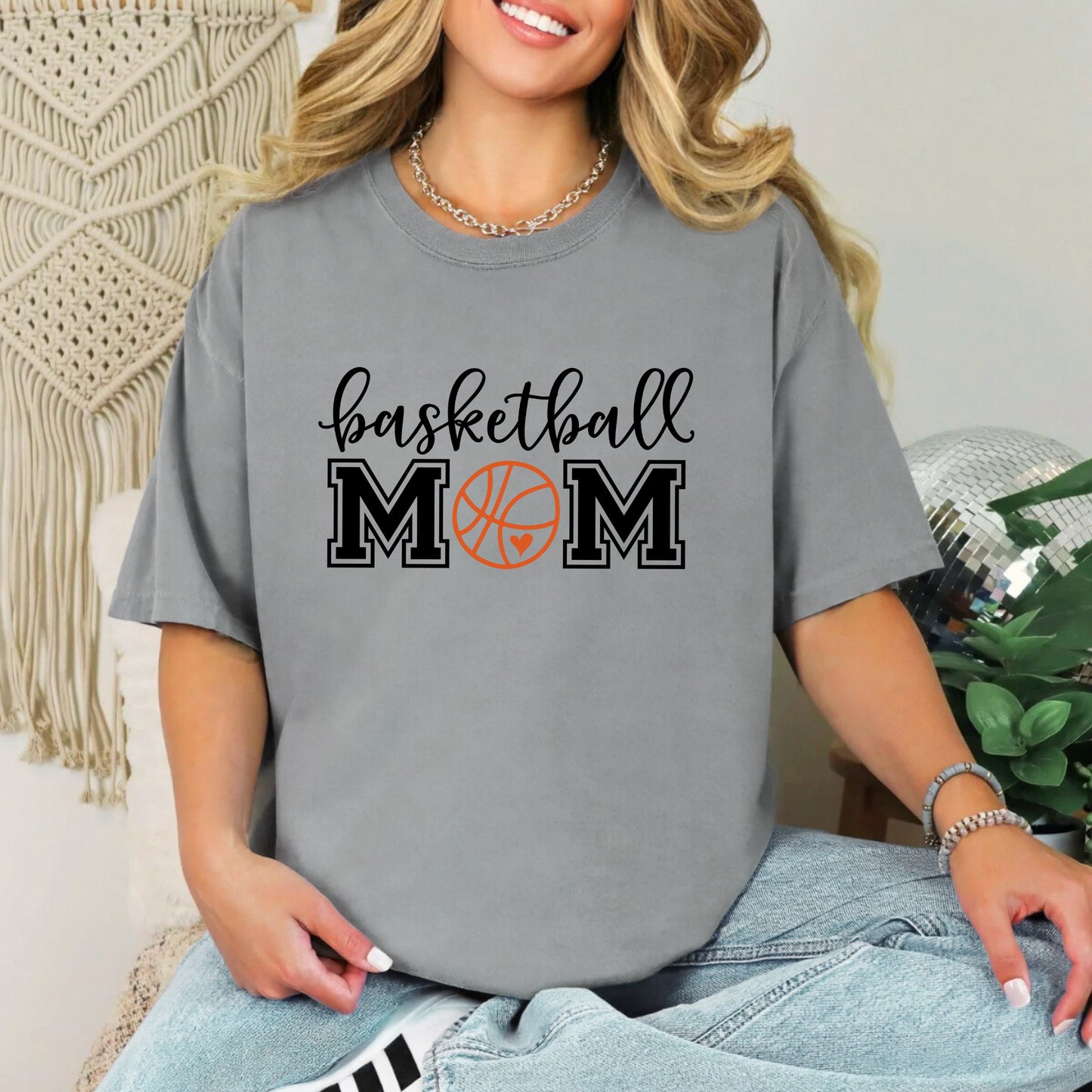 Basketball Mom With Ball | Garment Dyed Short Sleeve Tee