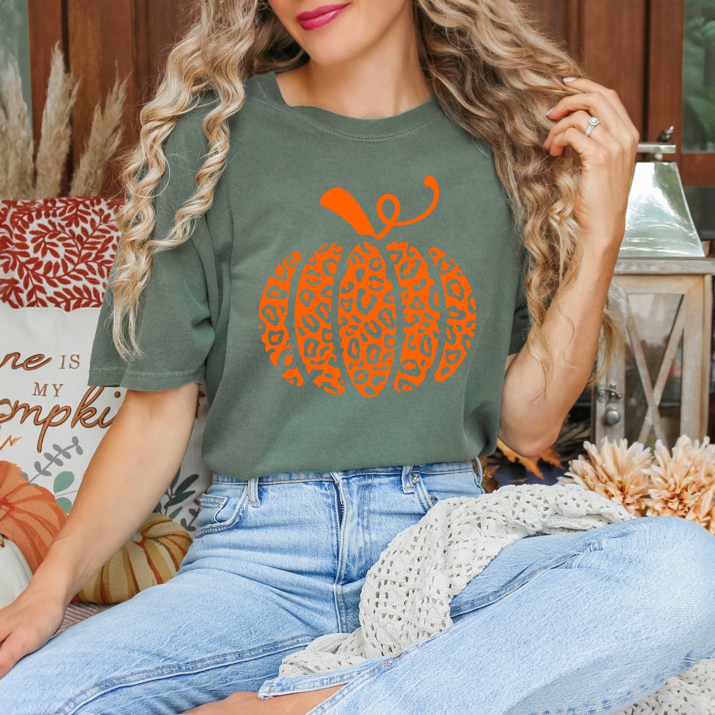 Orange Leopard Pumpkin | Garment Dyed Short Sleeve Tee