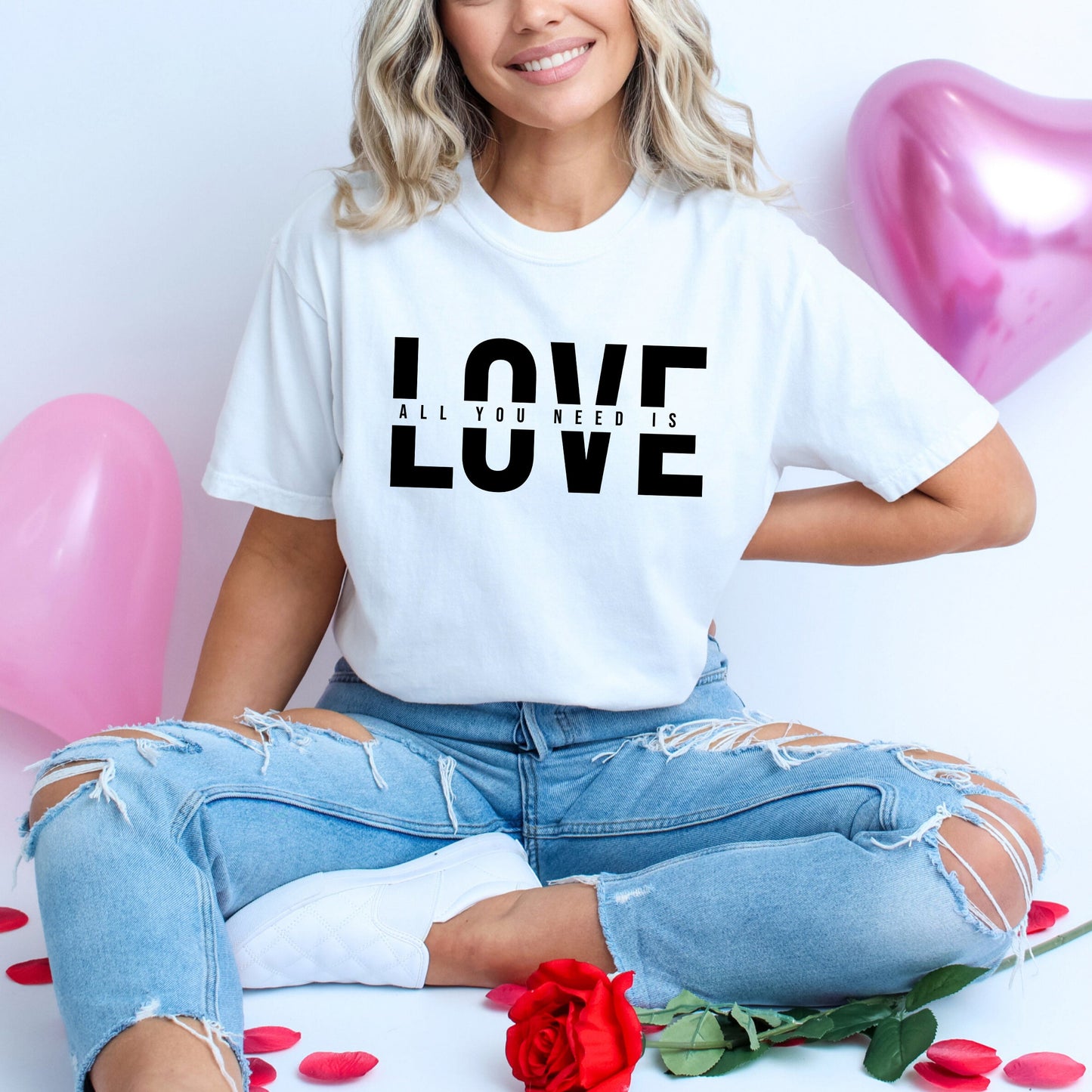 Love Is All You Need Split | Garment Dyed Tee