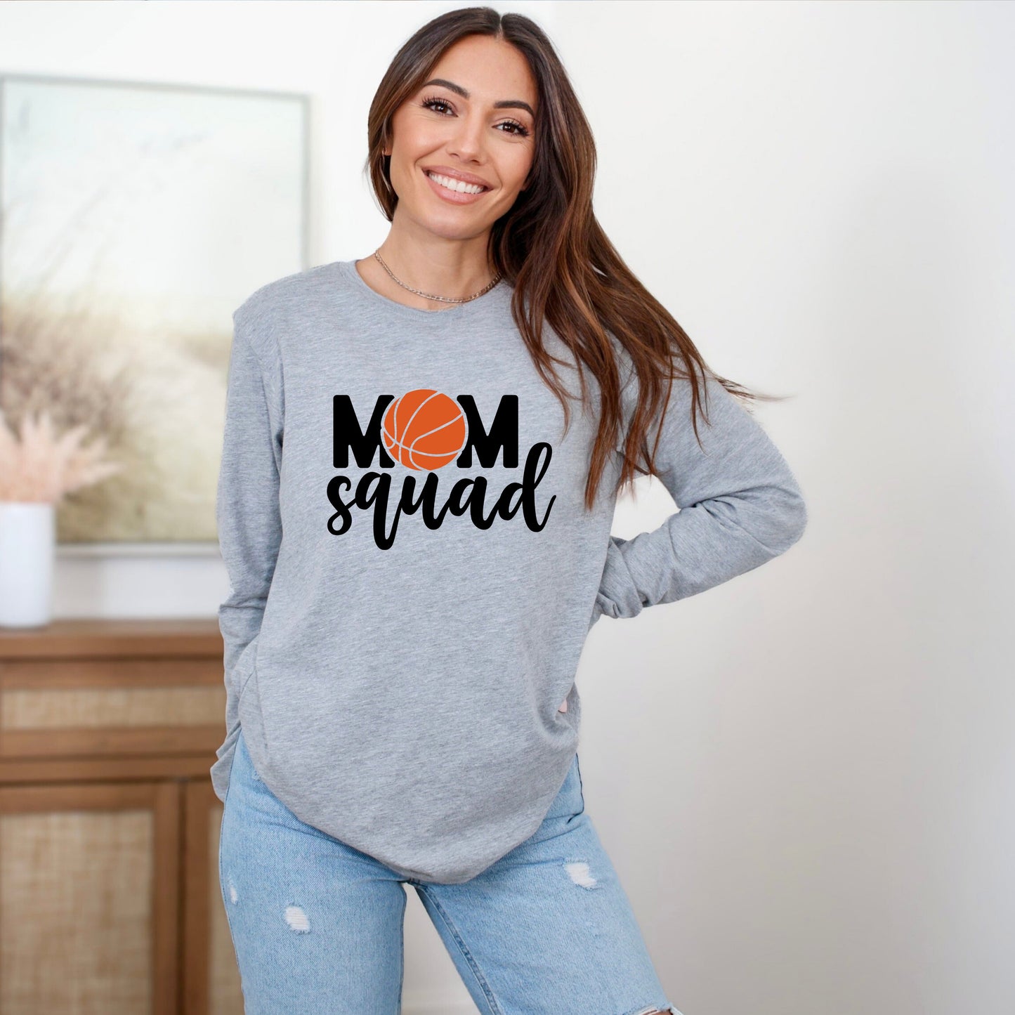 Mom Squad Basketball | Long Sleeve Crew Neck