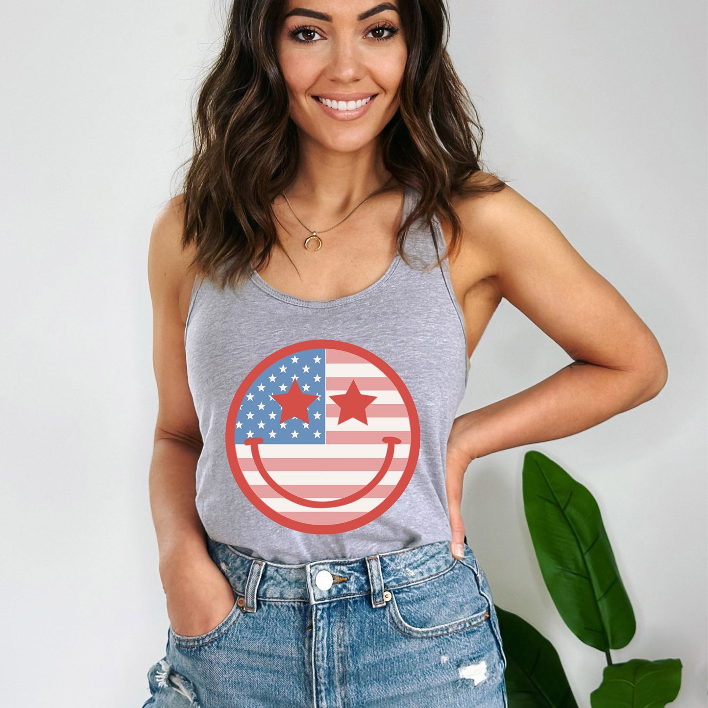 Flag Smiley Face | Racerback Tank