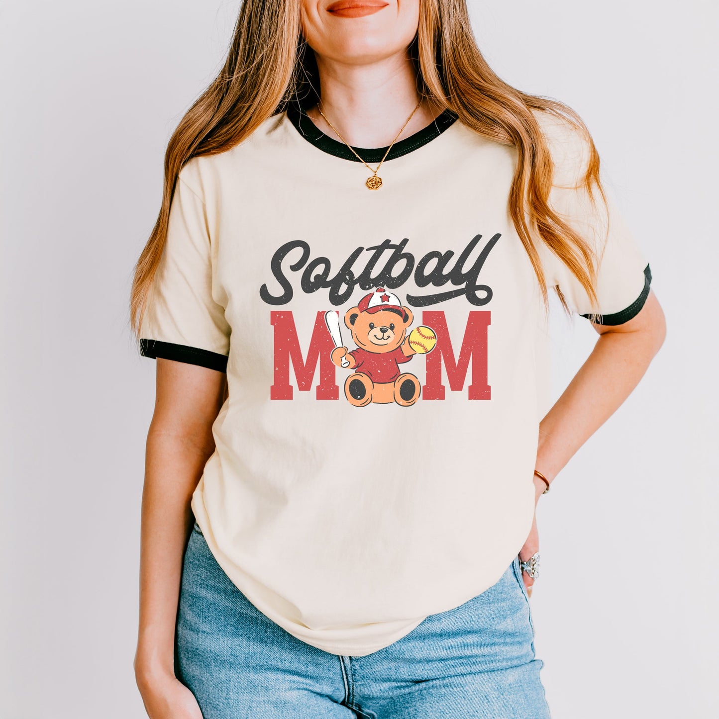 Softball Mom Teddy Bear | Ringer Tee