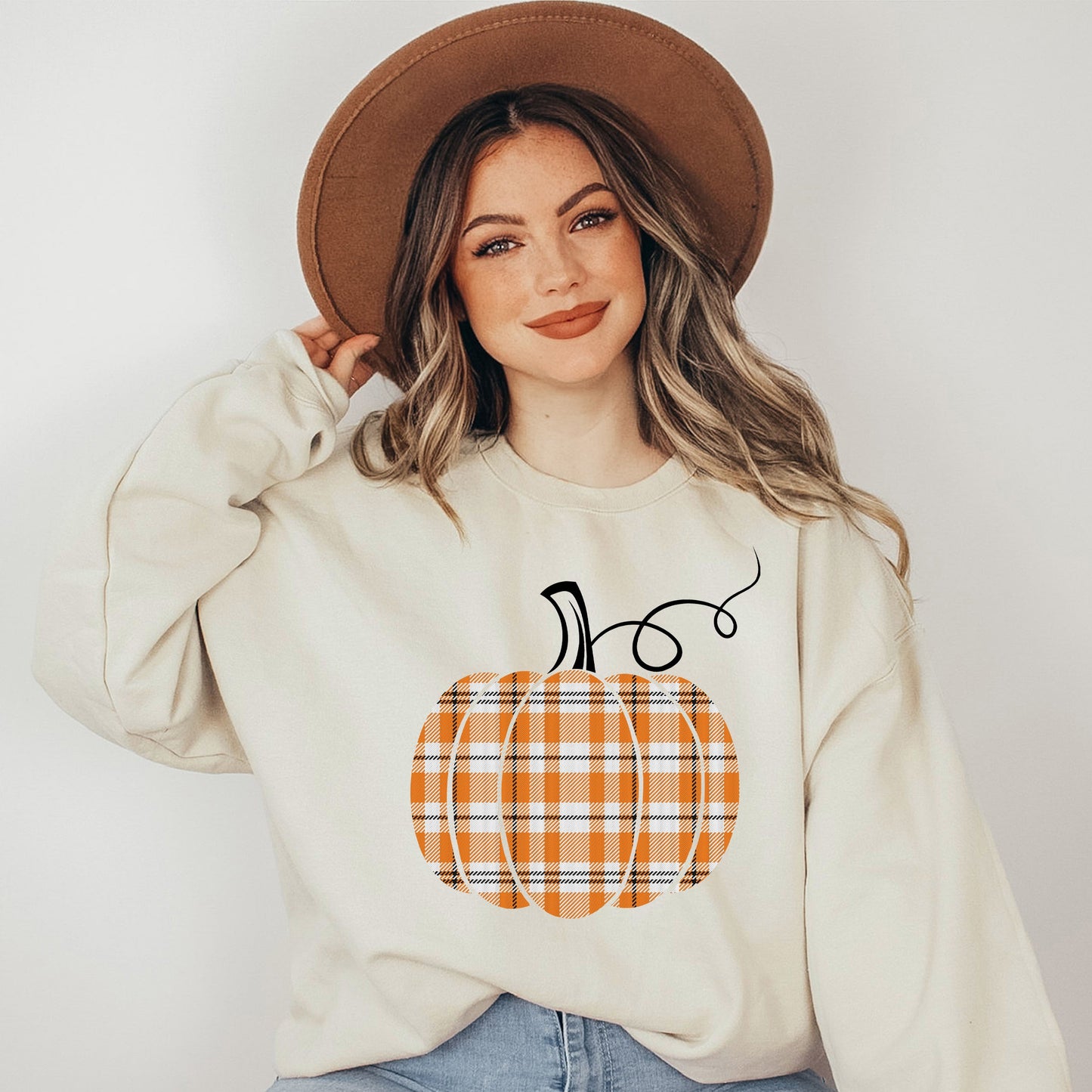 Orange Plaid Pumpkin | Sweatshirt