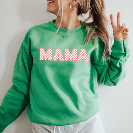 Pink Checkered Mama | Sweatshirt