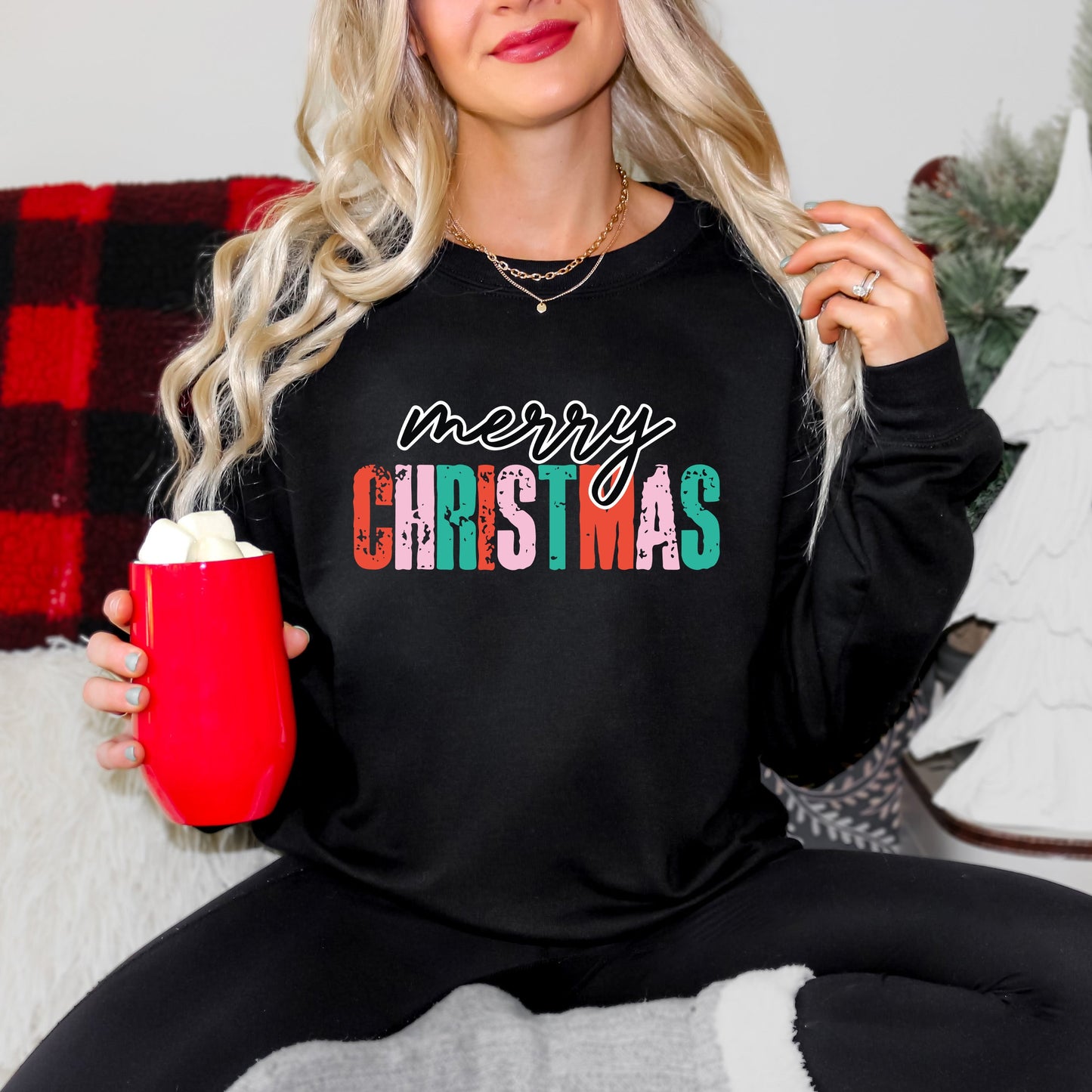 Merry Christmas Distressed | Sweatshirt