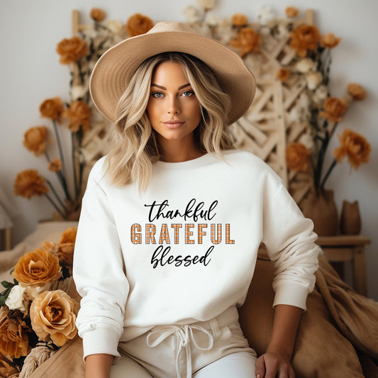 Thankful Grateful Blessed Plaid | Sweatshirt