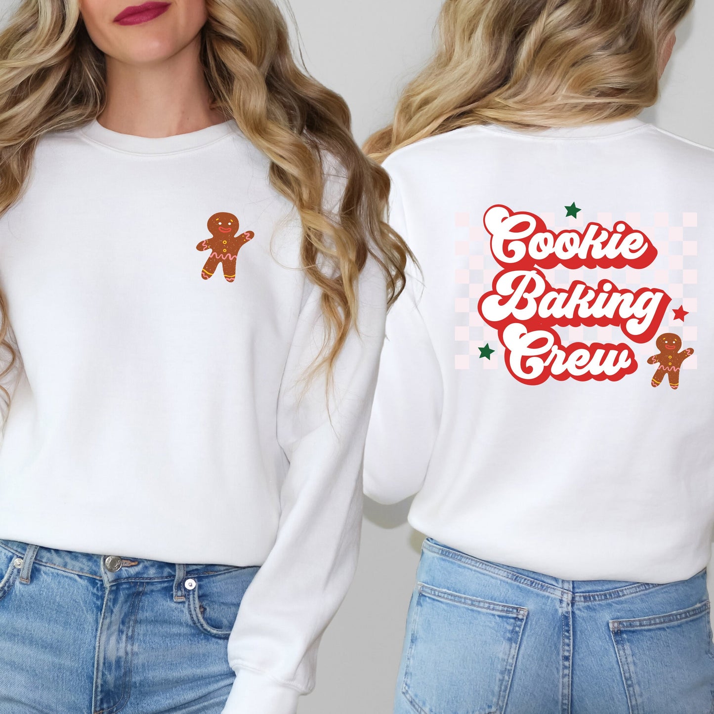 Cookie Baking Crew Checkered | Front & Back Sweatshirt