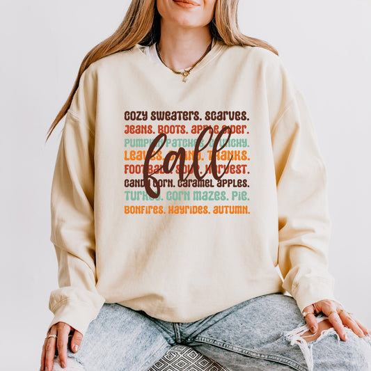 Cursive Fall Layered | Lightweight Garment Dyed Sweatshirt