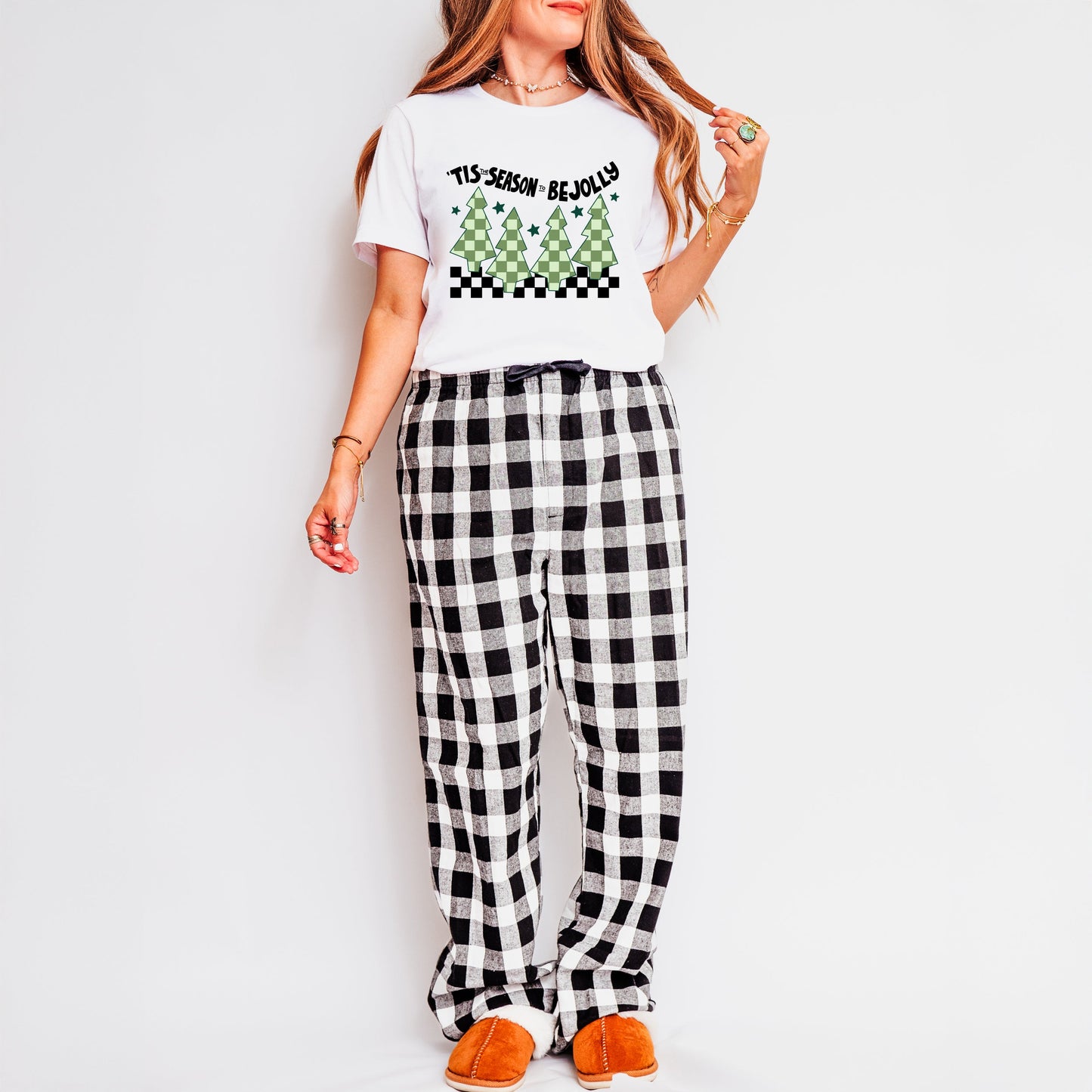 Be Jolly Checkered Tree | Plaid Pajama Set