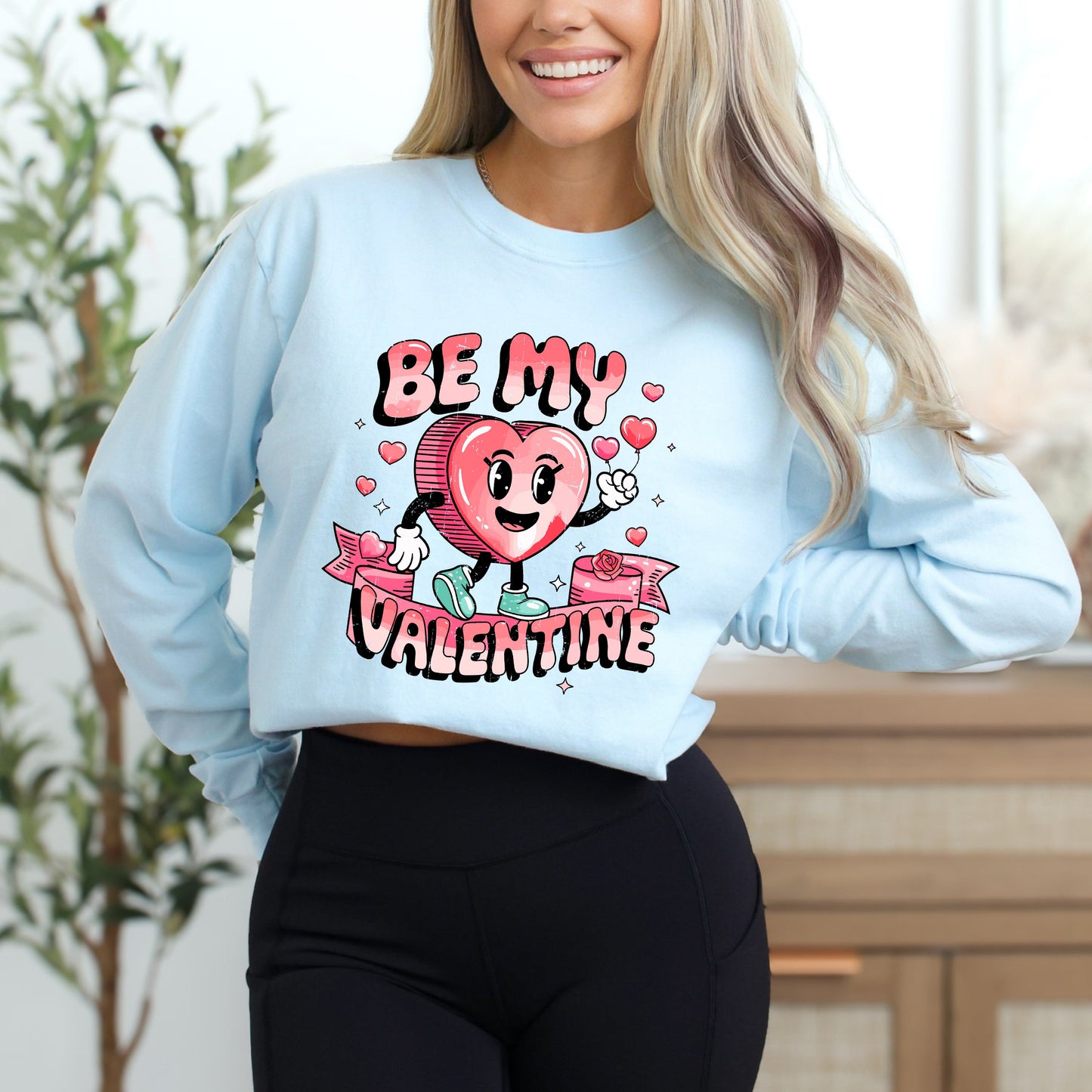 Be My Valentine Cartoon | Garment Dyed Long Sleeve