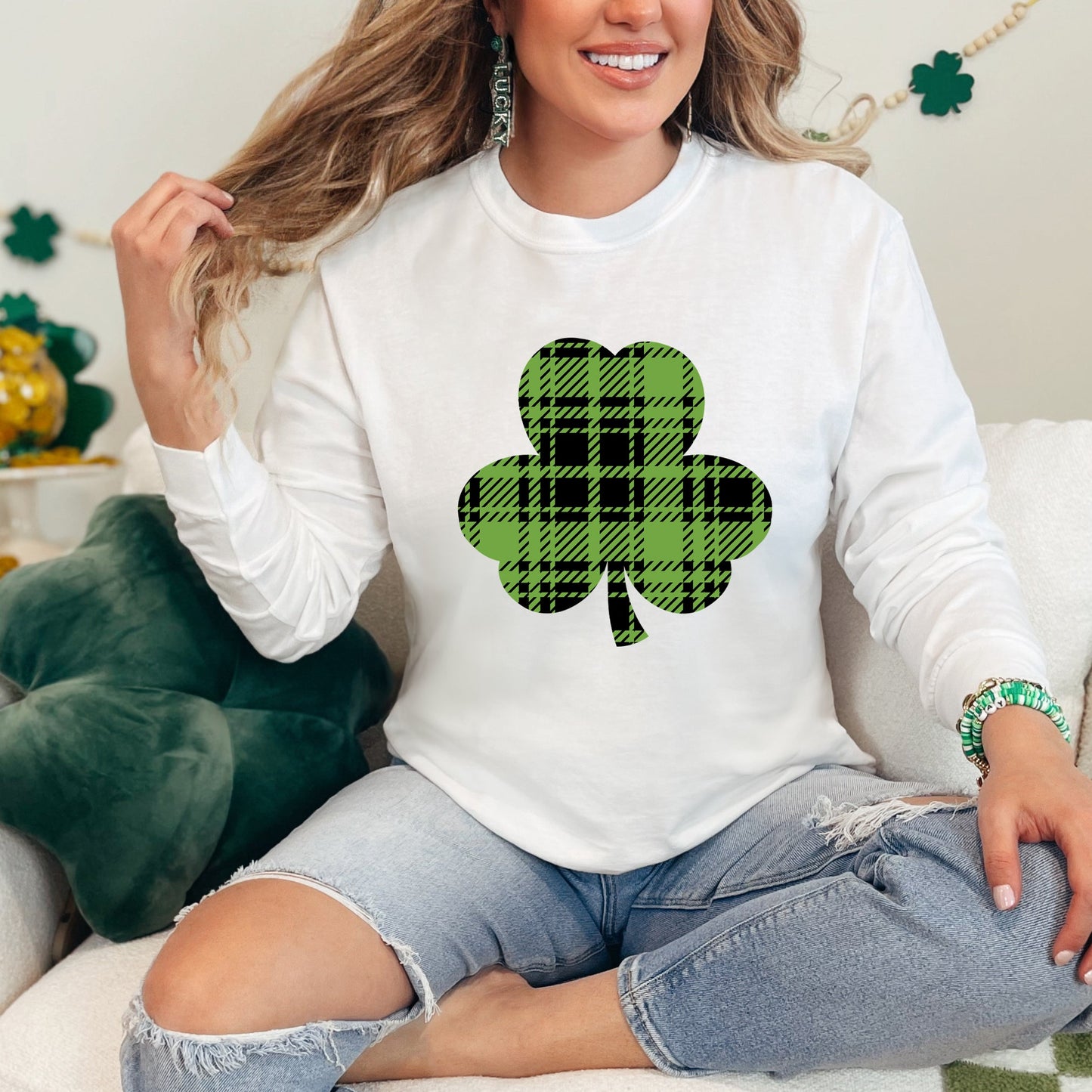 Buffalo Plaid Clover | Garment Dyed Long Sleeve