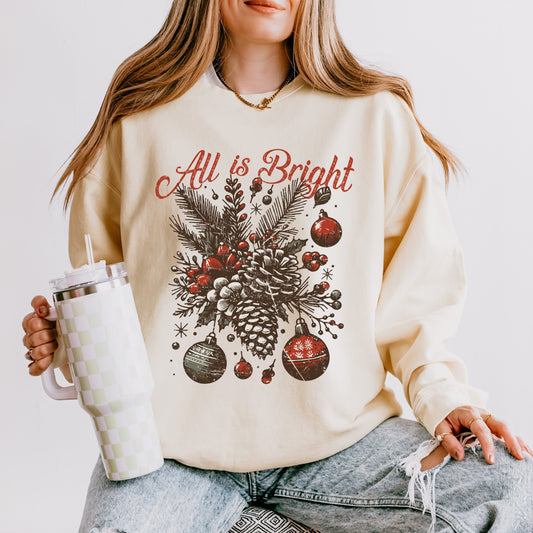 All Is Bright Pinecone | Lightweight Garment Dyed Sweatshirt