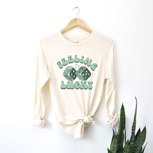 Green Dice Feeling Lucky | Long Sleeve Crew Neck