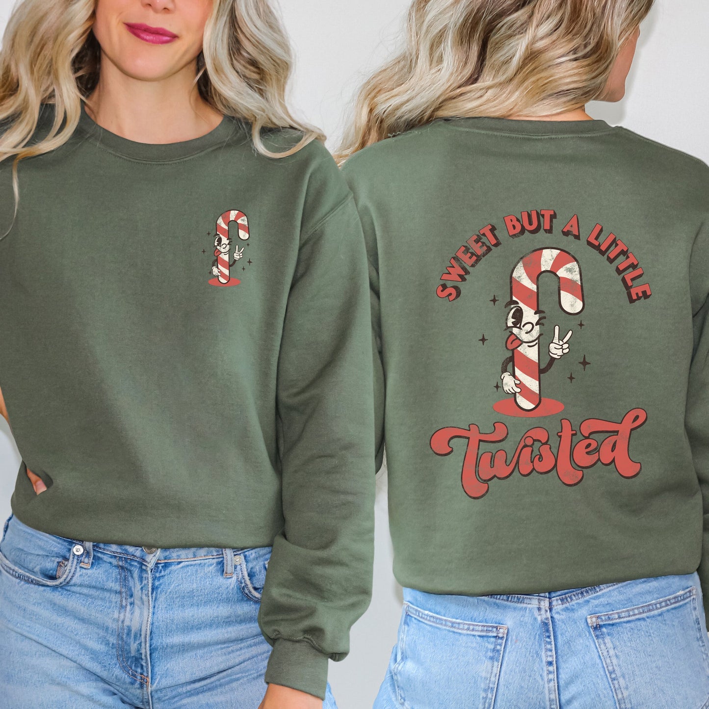 A Little Twisted Candy Cane | Front & Back Sweatshirt