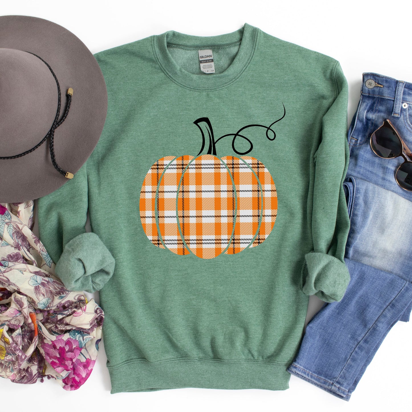 Orange Plaid Pumpkin | Sweatshirt