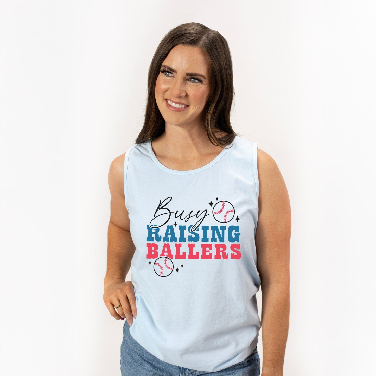 Busy Raising Ballers Baseball Colorful | Garment Dyed Tank