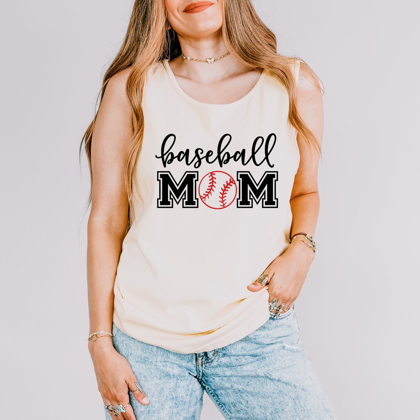 Baseball Mom With Ball | Garment Dyed Tank