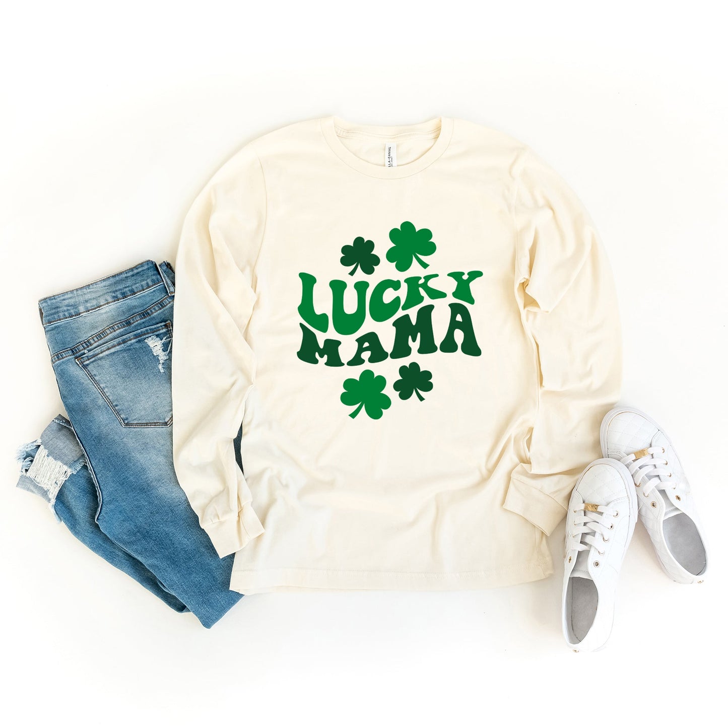 Lucky Mama Clovers | Long Sleeve Crew Neck