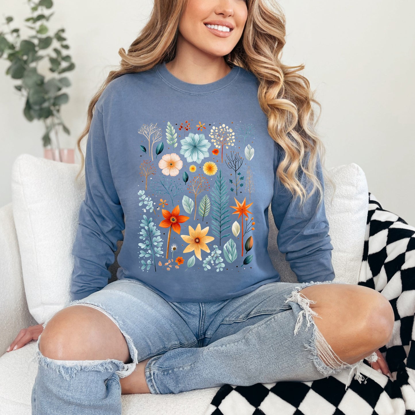 Winter Floral | Garment Dyed Long Sleeve