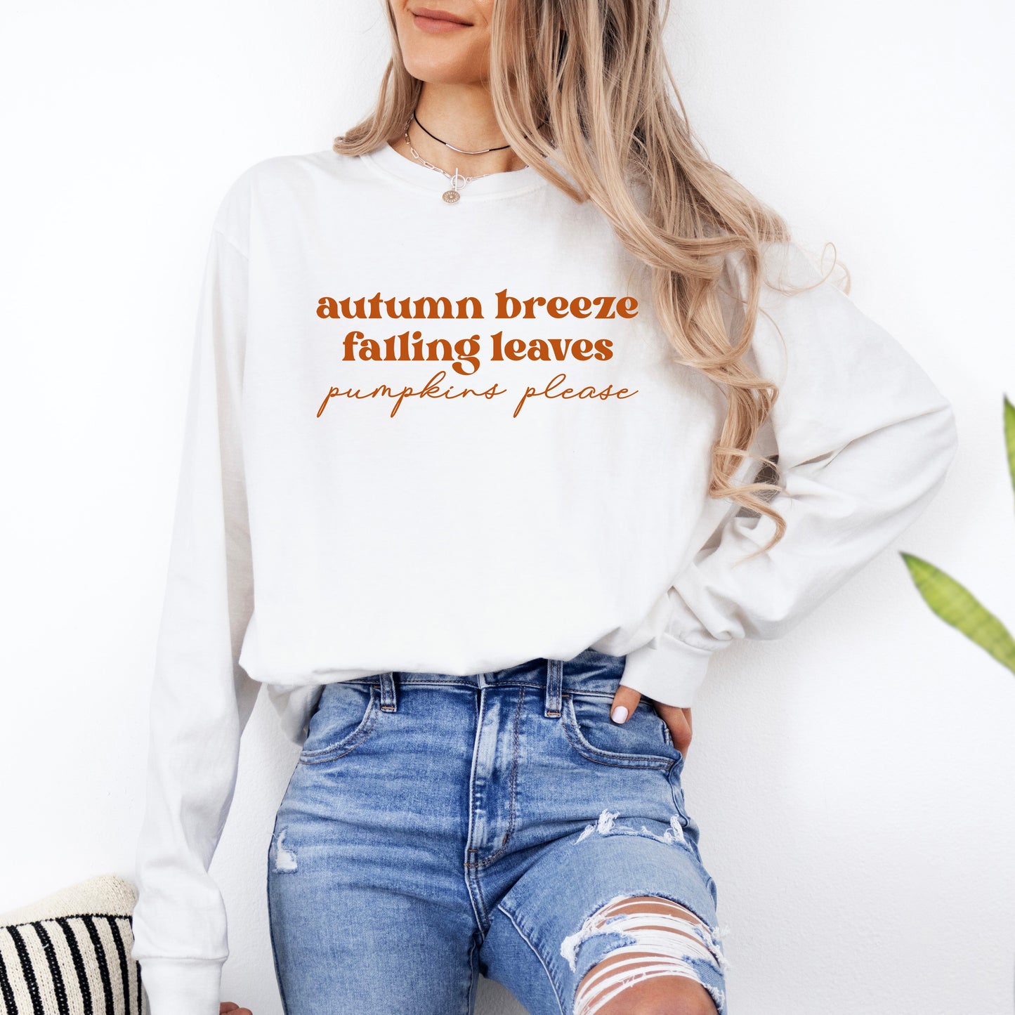 Autumn Breeze Falling Leaves | Garment Dyed Long Sleeve