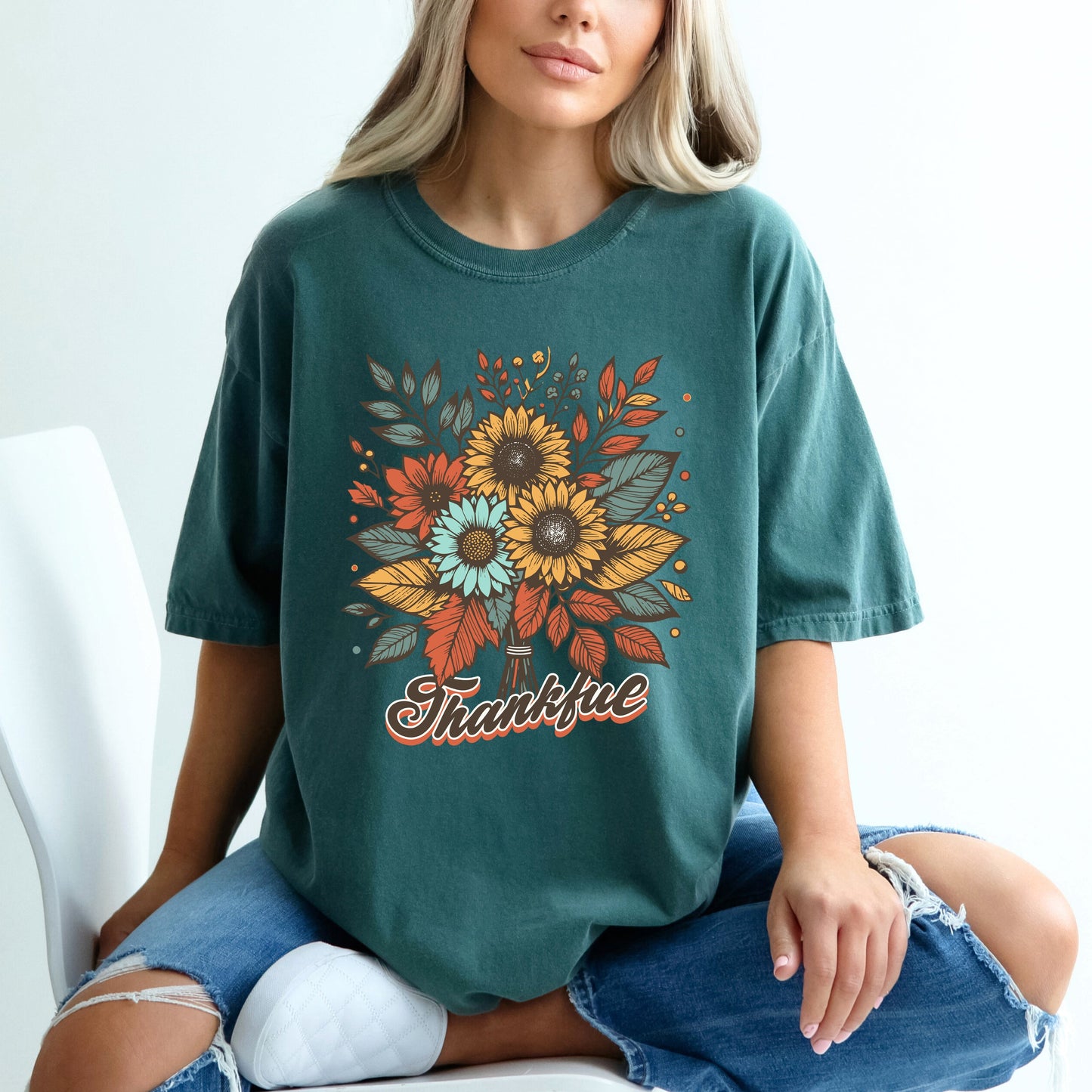 Thankful Flowers | Garment Dyed Tee