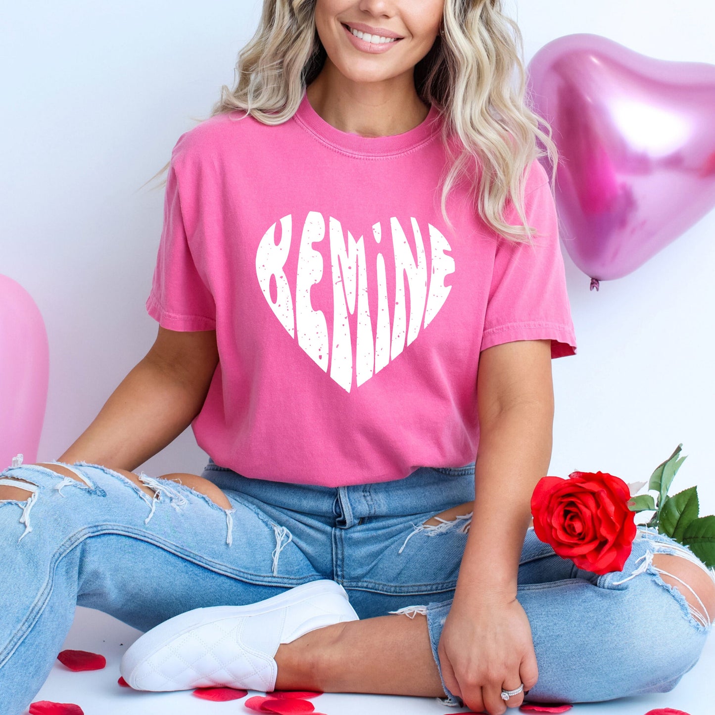 Be Mine Distressed Heart  | Garment Dyed Tee