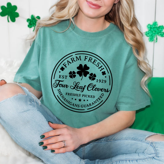 Farm Fresh Four Leaf Clovers | Garment Dyed Tee