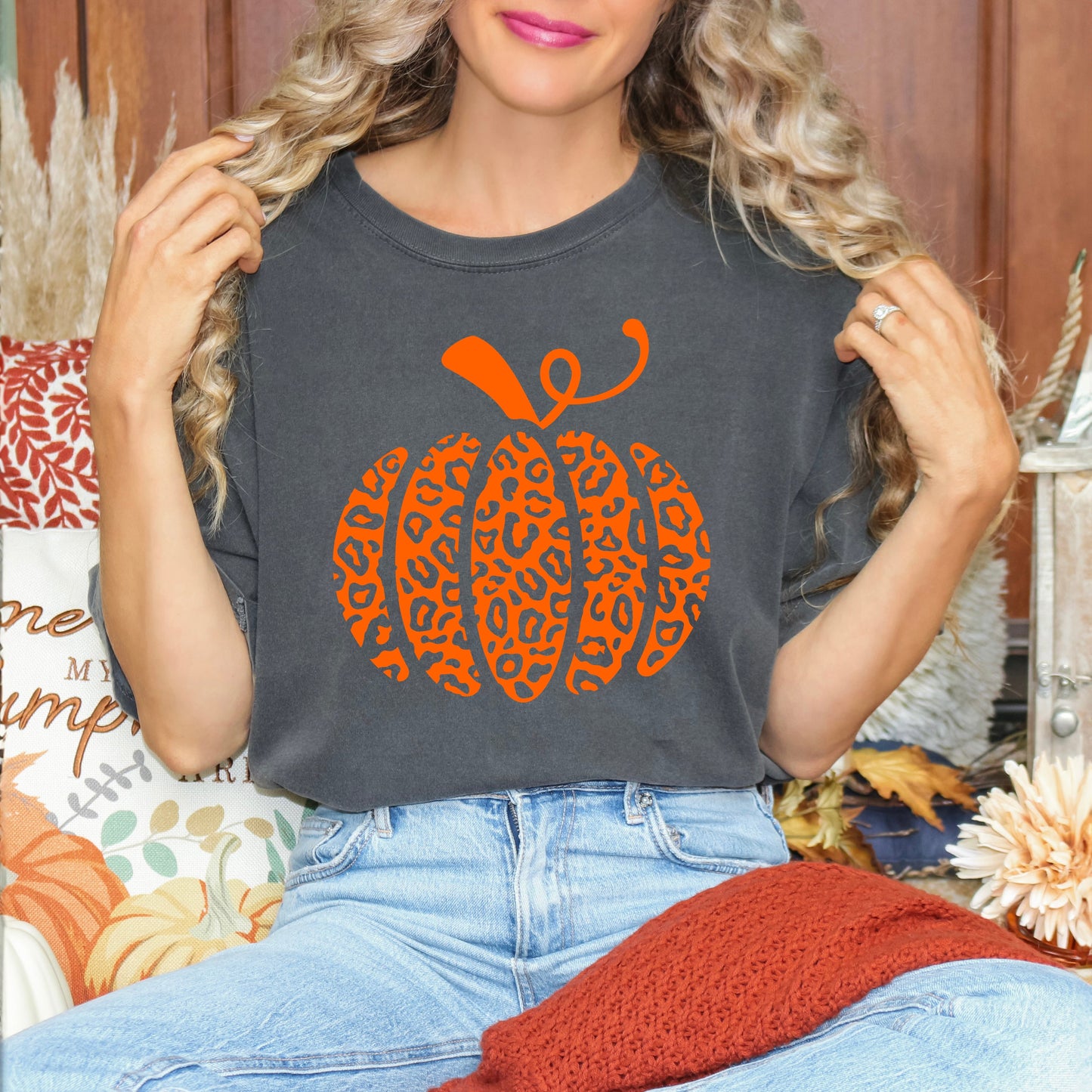 Orange Leopard Pumpkin | Garment Dyed Short Sleeve Tee