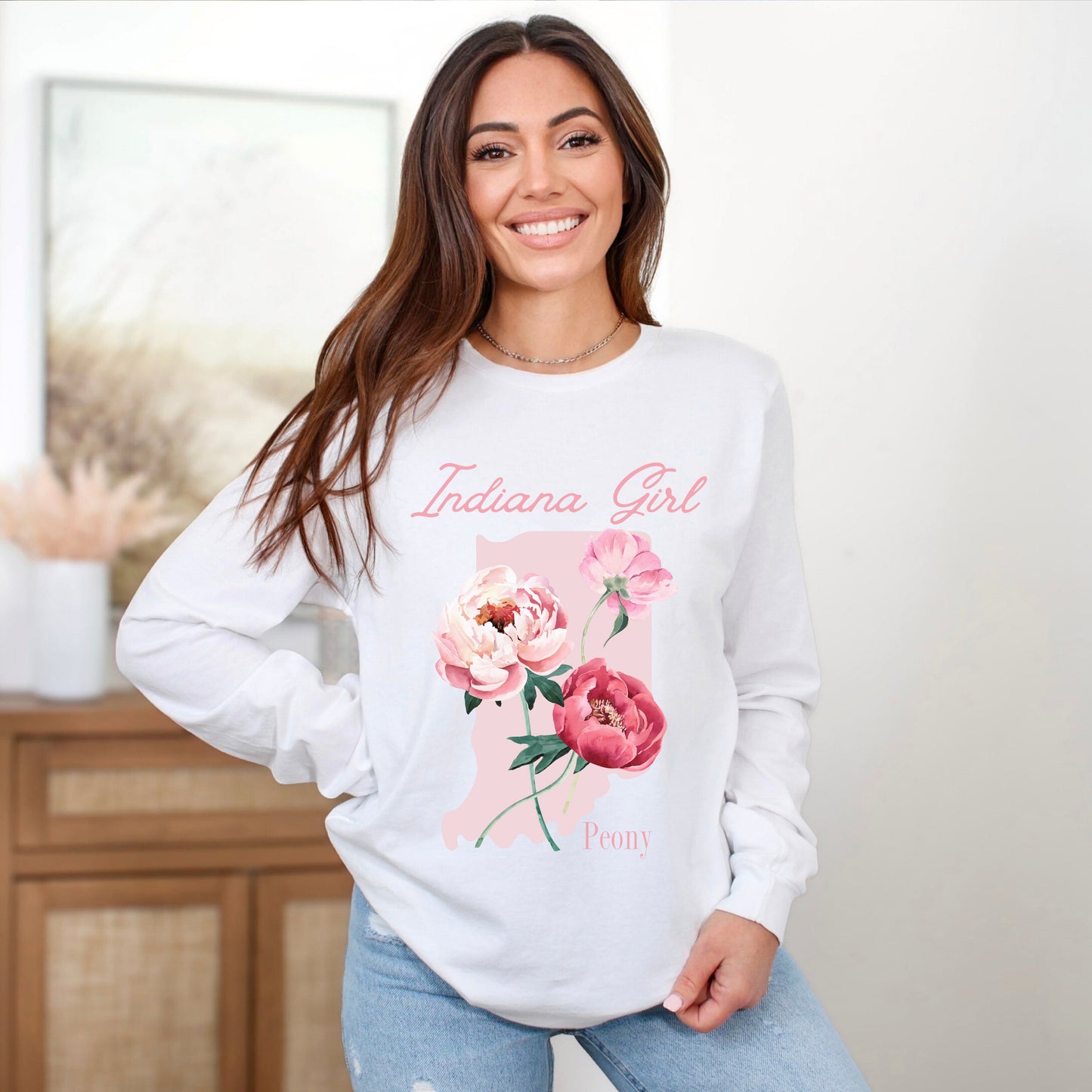 Indiana Girl Flower | Long Sleeve Graphic Tee