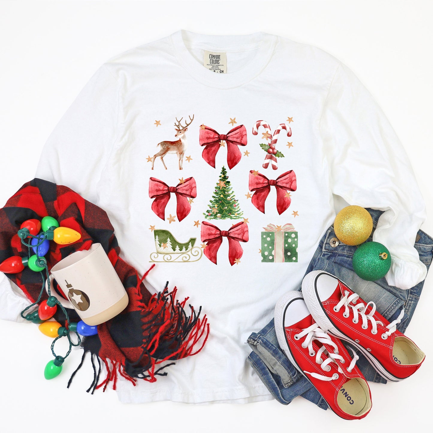 Coquette Christmas Collage | Garment Dyed Long Sleeve