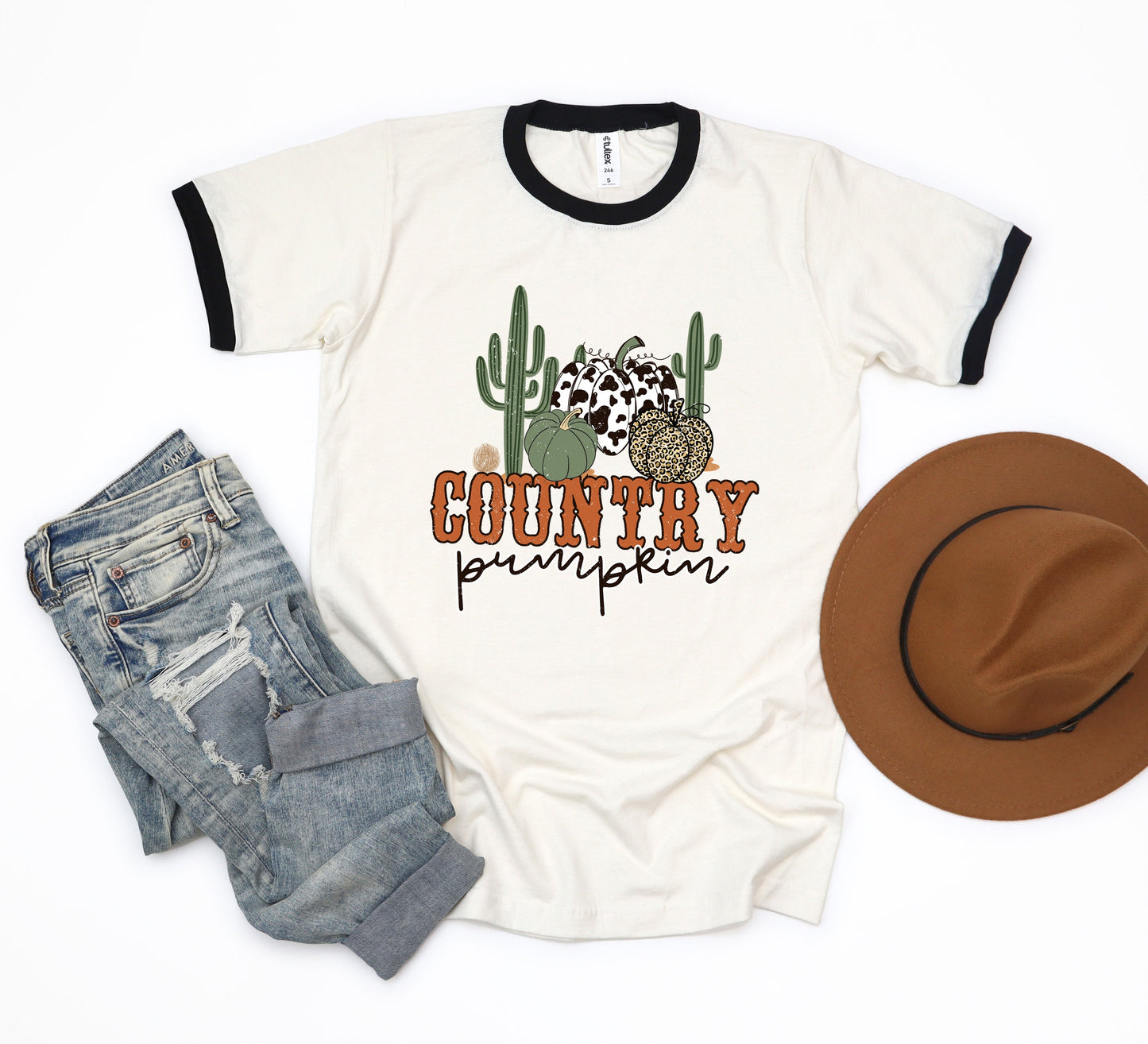 Country Pumpkin Cactus | Ringer Tee