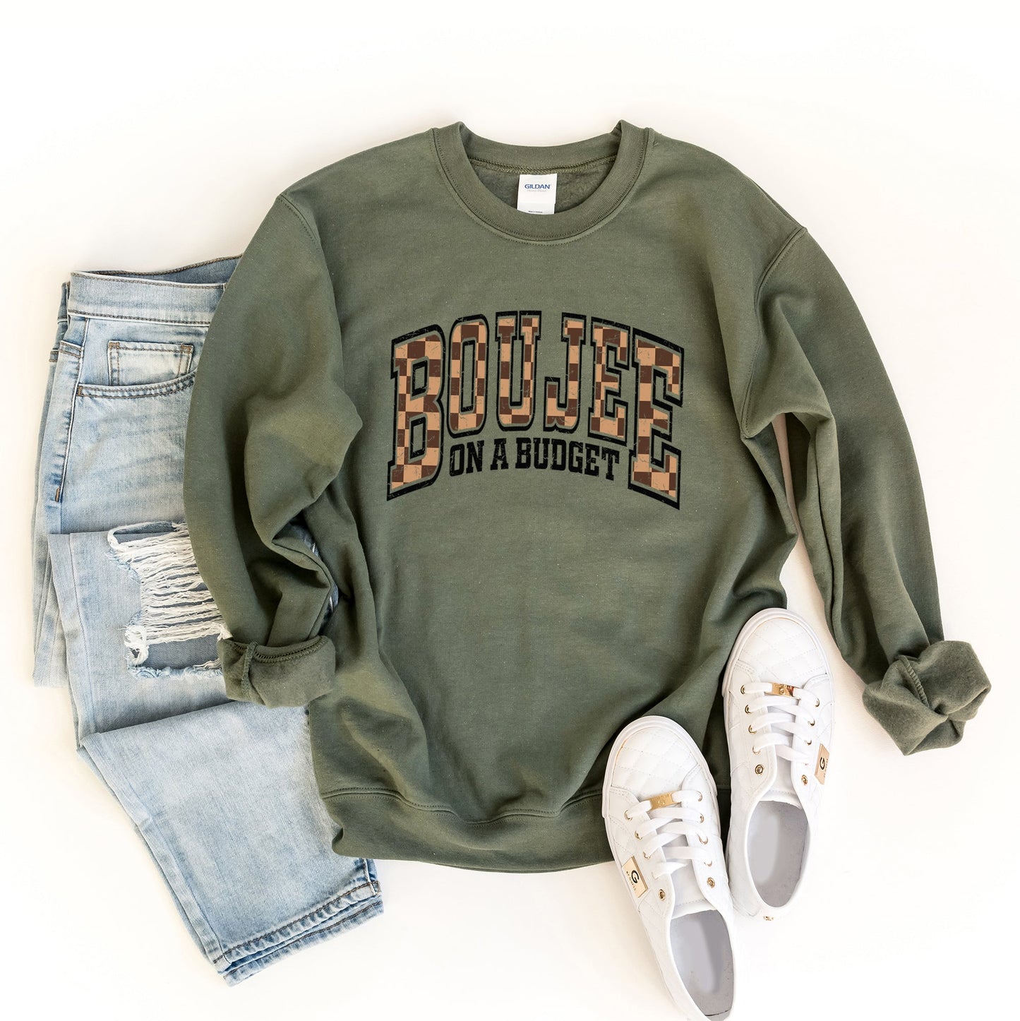 Boujee On A Budget Checkered | Sweatshirt