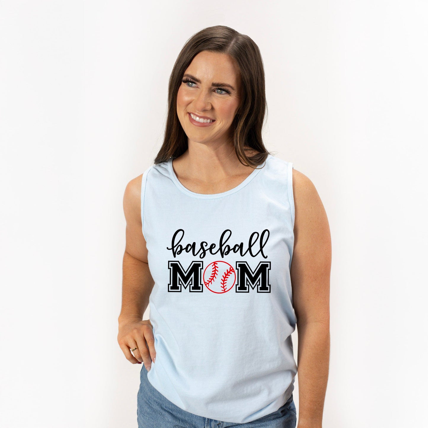 Baseball Mom With Ball | Garment Dyed Tank