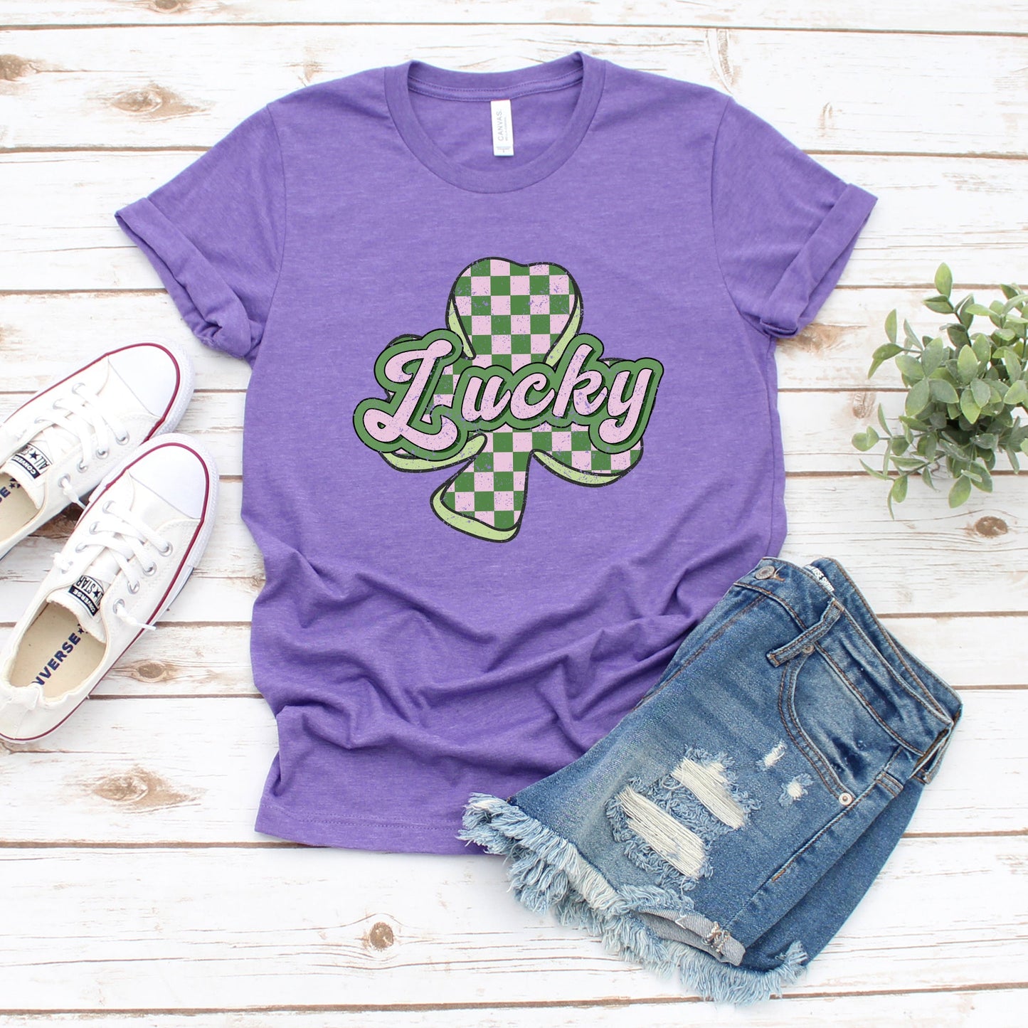 Lucky Checkered Grunge | Short Sleeve Graphic Tee