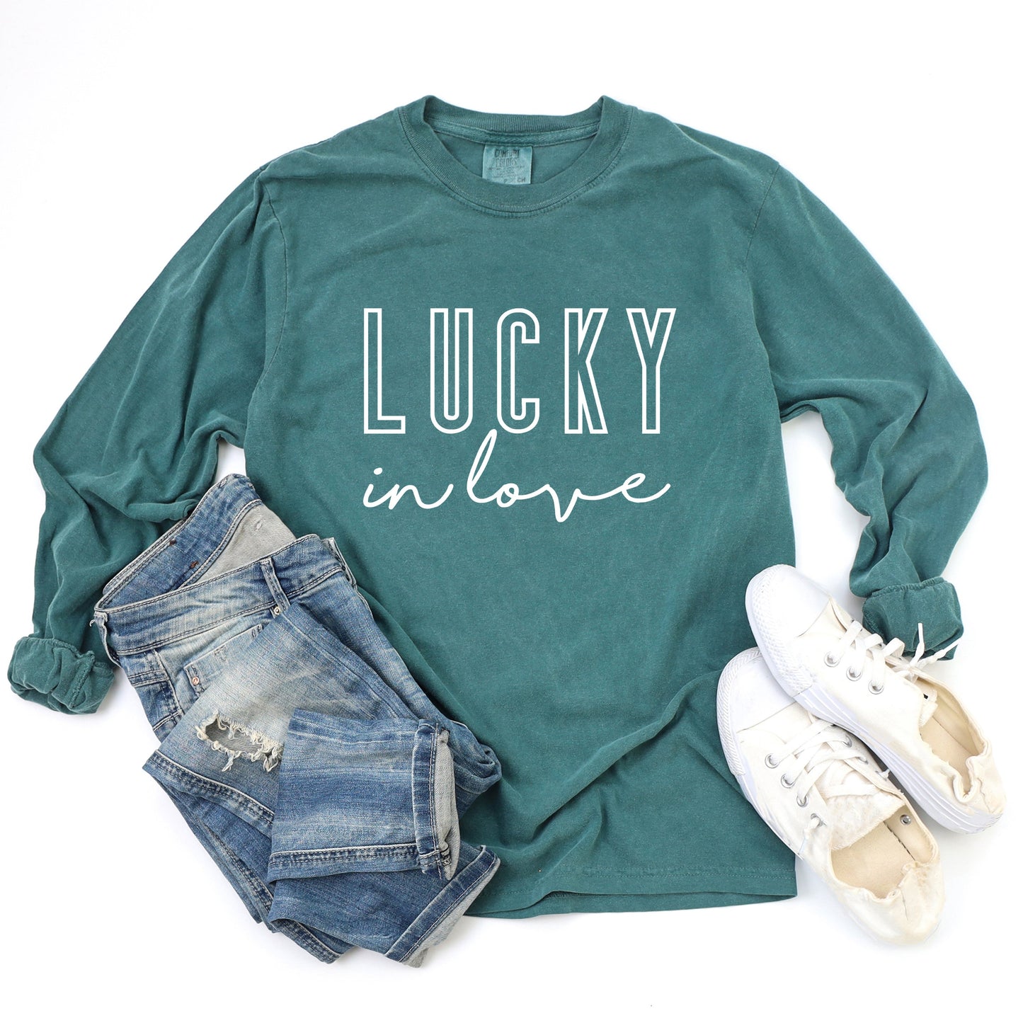 Lucky In Love | Garment Dyed Long Sleeve