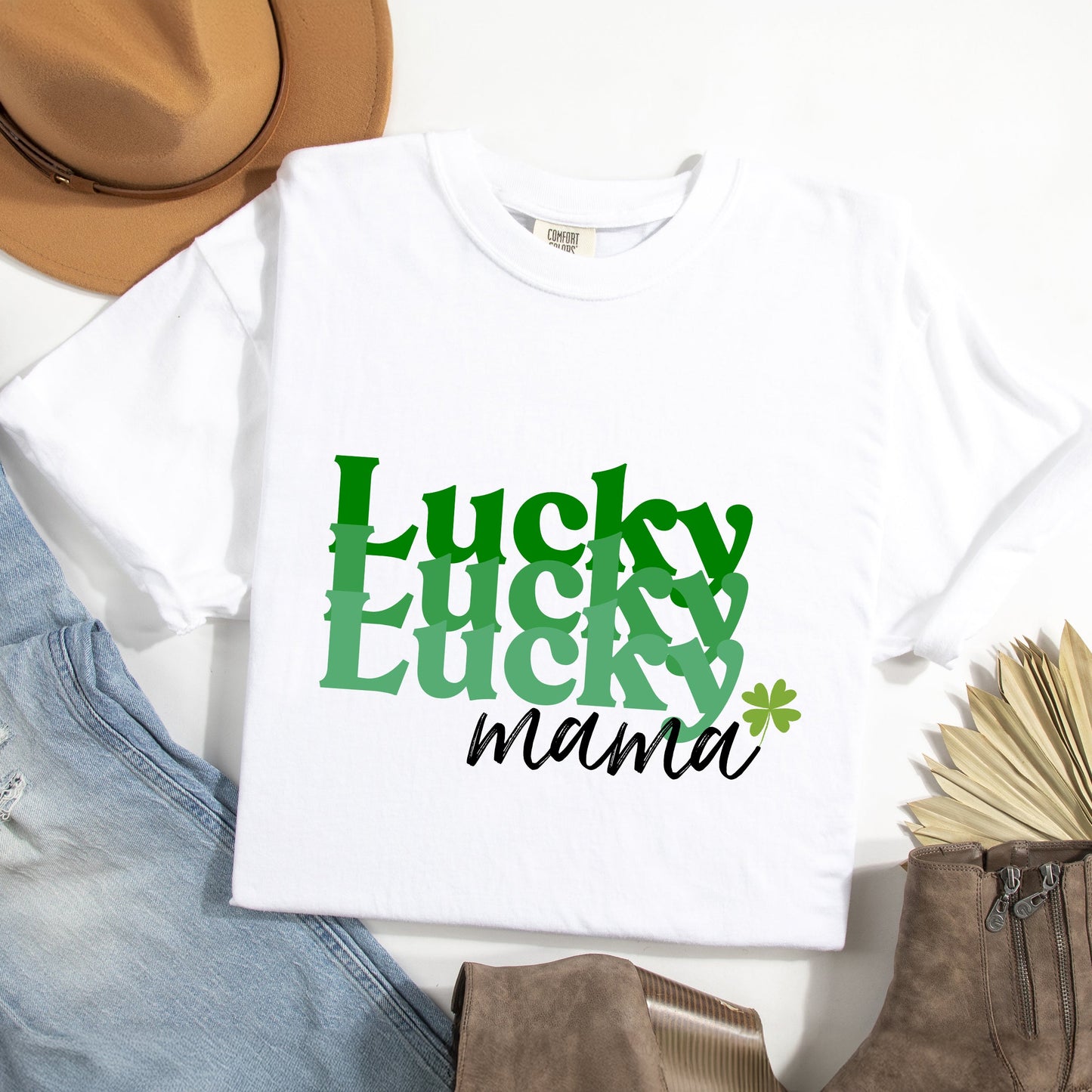 Lucky Mama Stacked | Garment Dyed Tee