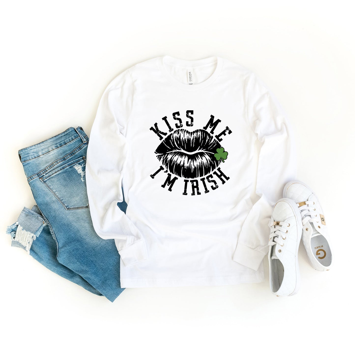 Kiss Me Irish Lips | Long Sleeve Crew Neck