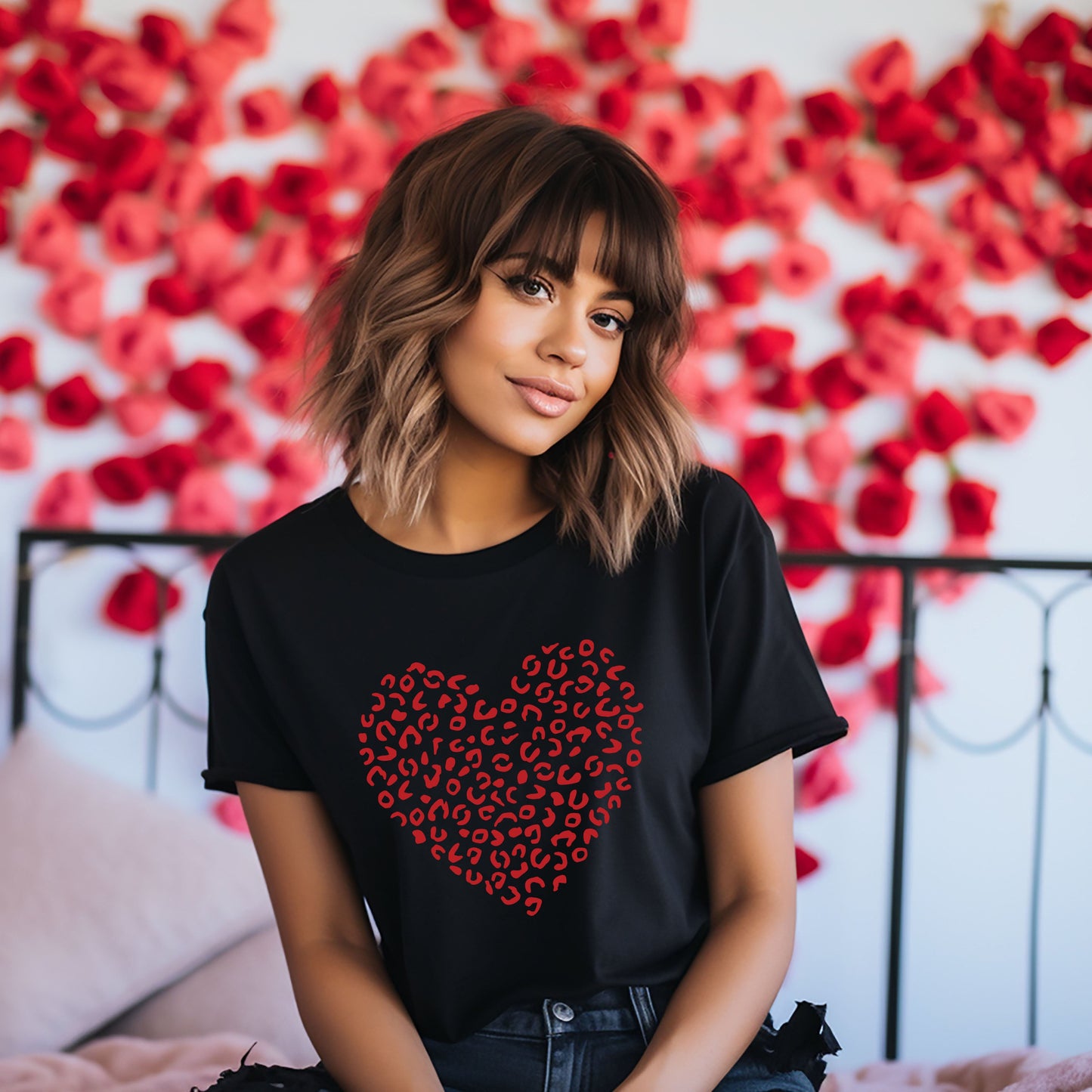 Valentine Leopard Heart | Short Sleeve Graphic Tee